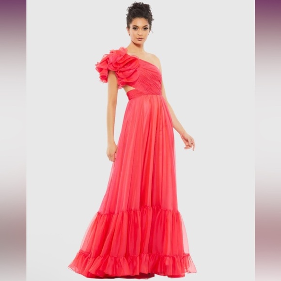 Mac Duggal 67941 One Shoulder Lace-Up Dress Size 2 New - Picture 1 of 6